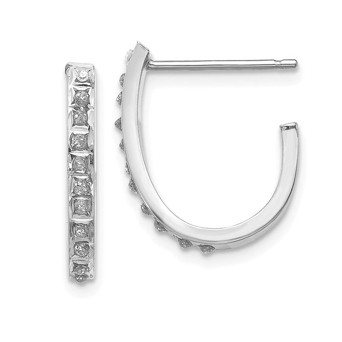 Million Charms 14k White Gold Diamond Fascination Hoop Earrings, 18mm x 2mm