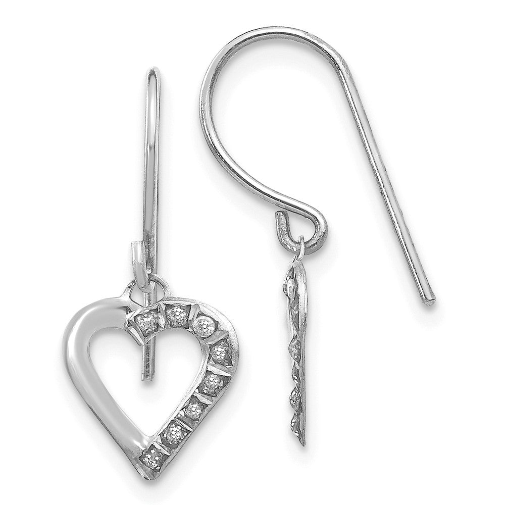Million Charms 14k White Gold Diamond Fascination Heart Earrings, 20mm x 10mm