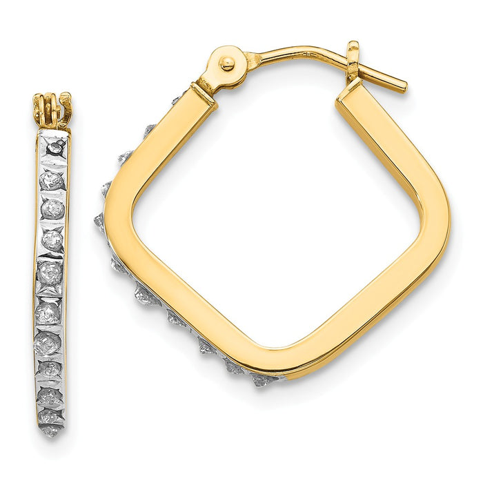 Million Charms 14k Yellow Gold Diamond Fascination Square Hoop Earrings, 20mm x 18mm