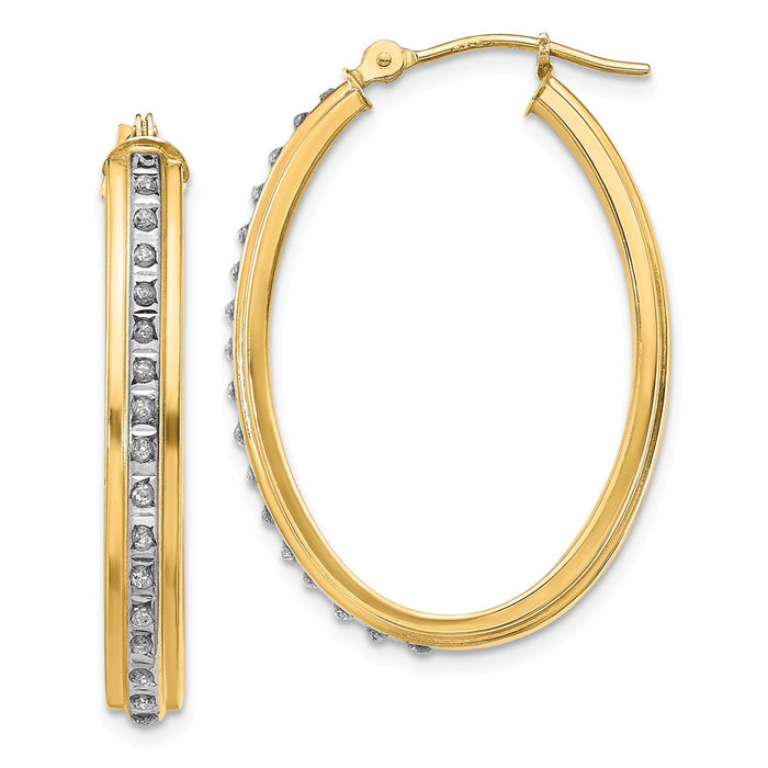 Million Charms 14k Yellow Gold Diamond Fascination Oval Hoop Earrings, 33mm x 23mm