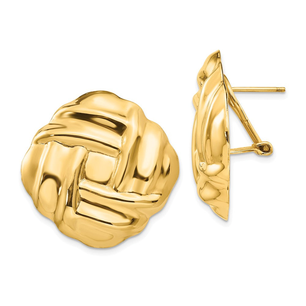 Million Charms 14k Yellow Gold Polished Fancy Omega Back Post Earrings, 27mm x 27mm
