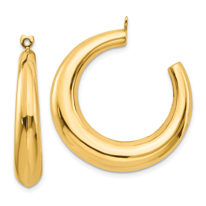 Million Charms 14k Yellow Gold Polished Hollow Hoop Earring Jackets, 33mm x 5mm