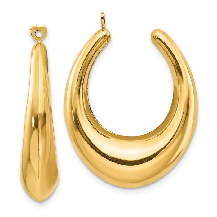 Million Charms 14k Yellow Gold Polished Hollow Hoop Earring Jackets, 31mm x 7mm