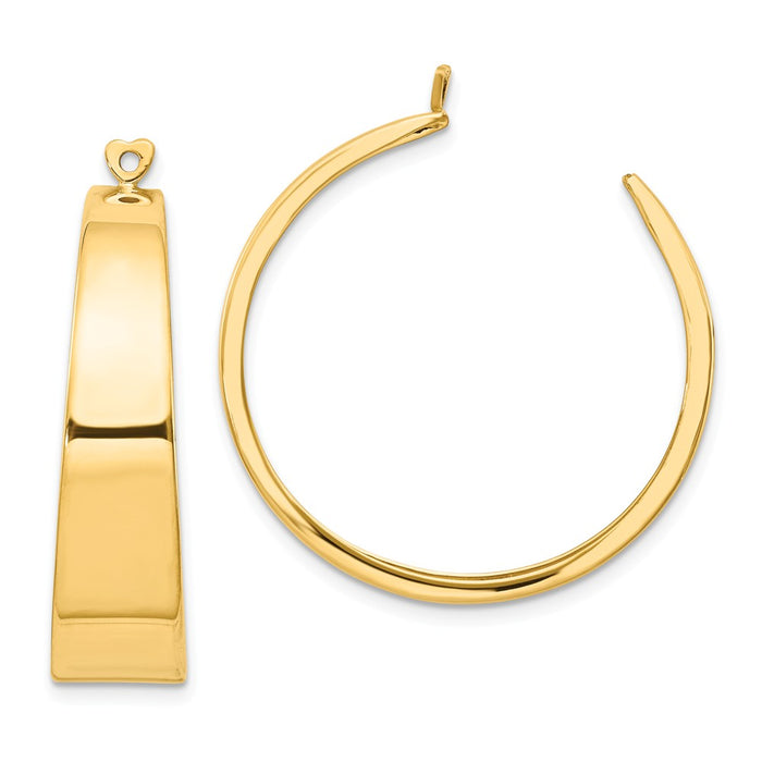 Million Charms 14k Yellow Gold Polished Hoop Earring Jackets, 30mm x 8mm