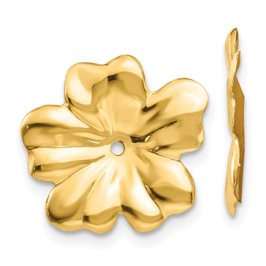 Million Charms 14k Yellow Gold Polished Floral Earring Jackets, 11mm x 11mm