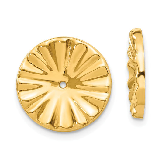 Million Charms 14k Yellow Gold Polished Sunburst Earring Jackets, 15mm x 15mm