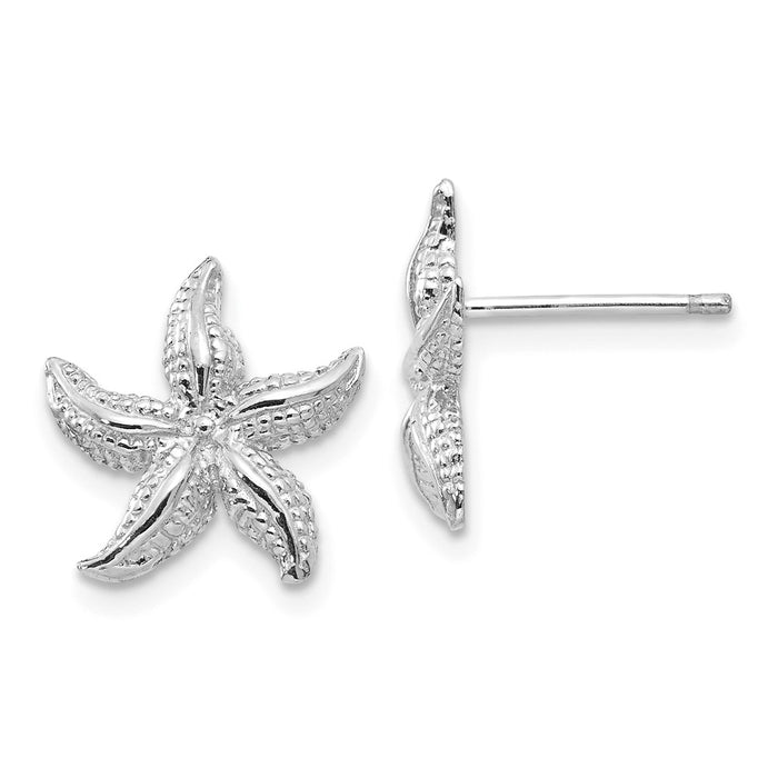 Million Charms 14k White Gold  Starfish Earrings,