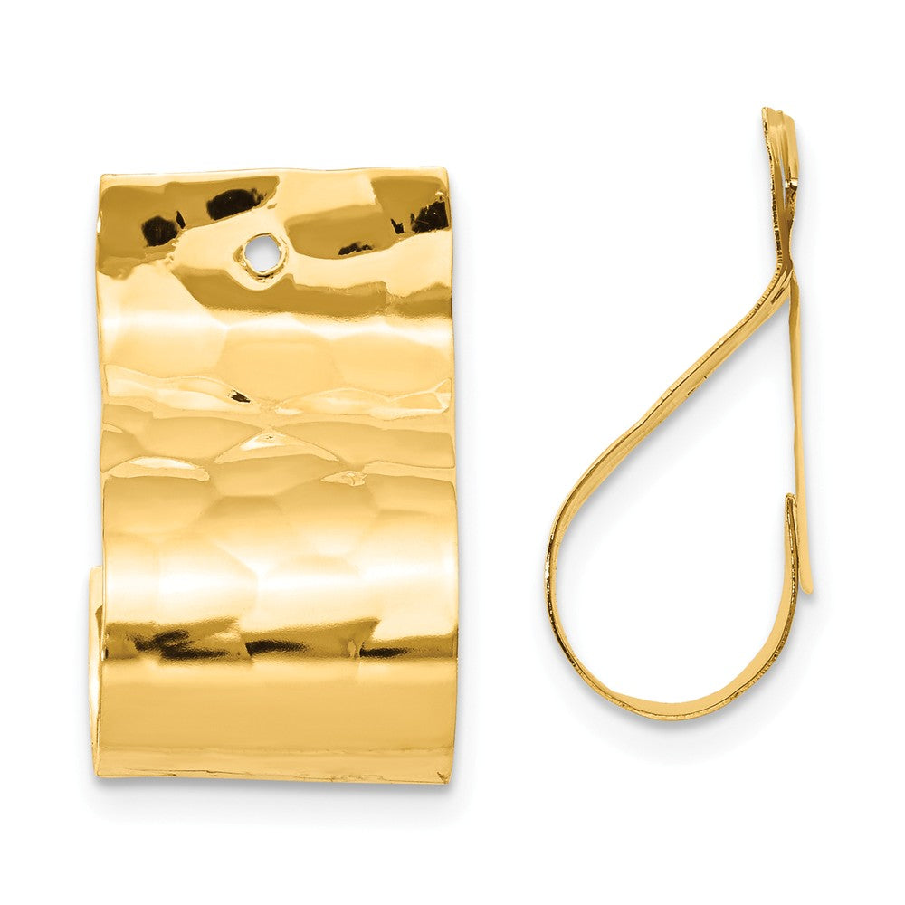 Million Charms 14k Yellow Gold Polished Hammered Earring Jackets, 18mm x 11mm