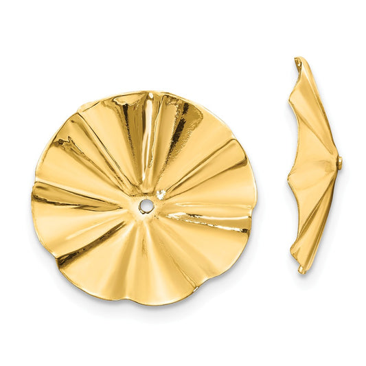 Million Charms 14k Yellow Gold Polished Fancy Earring Jackets, 11mm x 11mm
