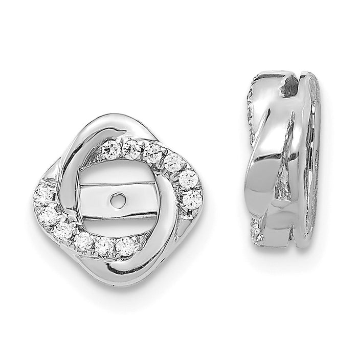 Million Charms 14K White Gold Diamond Jacket Earring, 10mm x 10mm