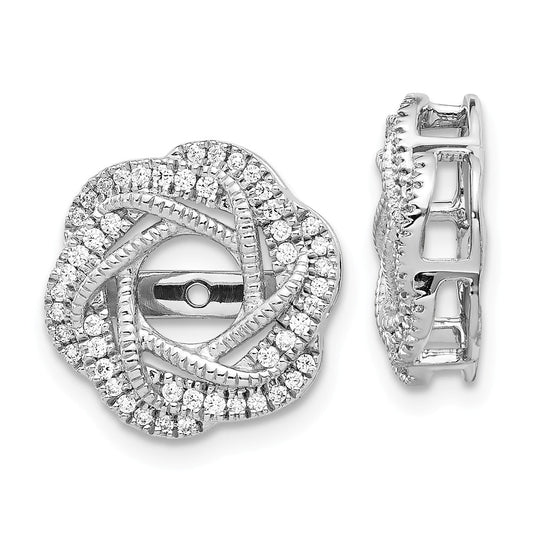 Million Charms 14K White Gold Diamond Jacket Earring, 14mm x 14mm