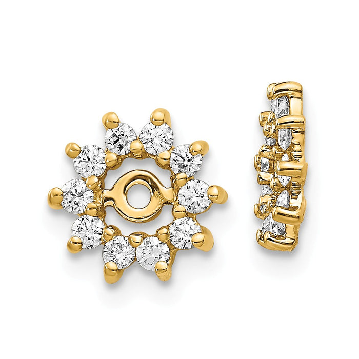 Million Charms 14k Yellow Gold AA Diamond Earring Jacket, 9mm x 9mm