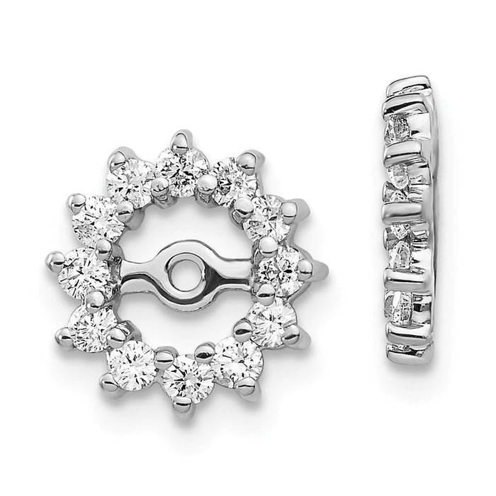 Million Charms 14k White Gold AA Diamond Earring Jacket, 10mm x 10mm