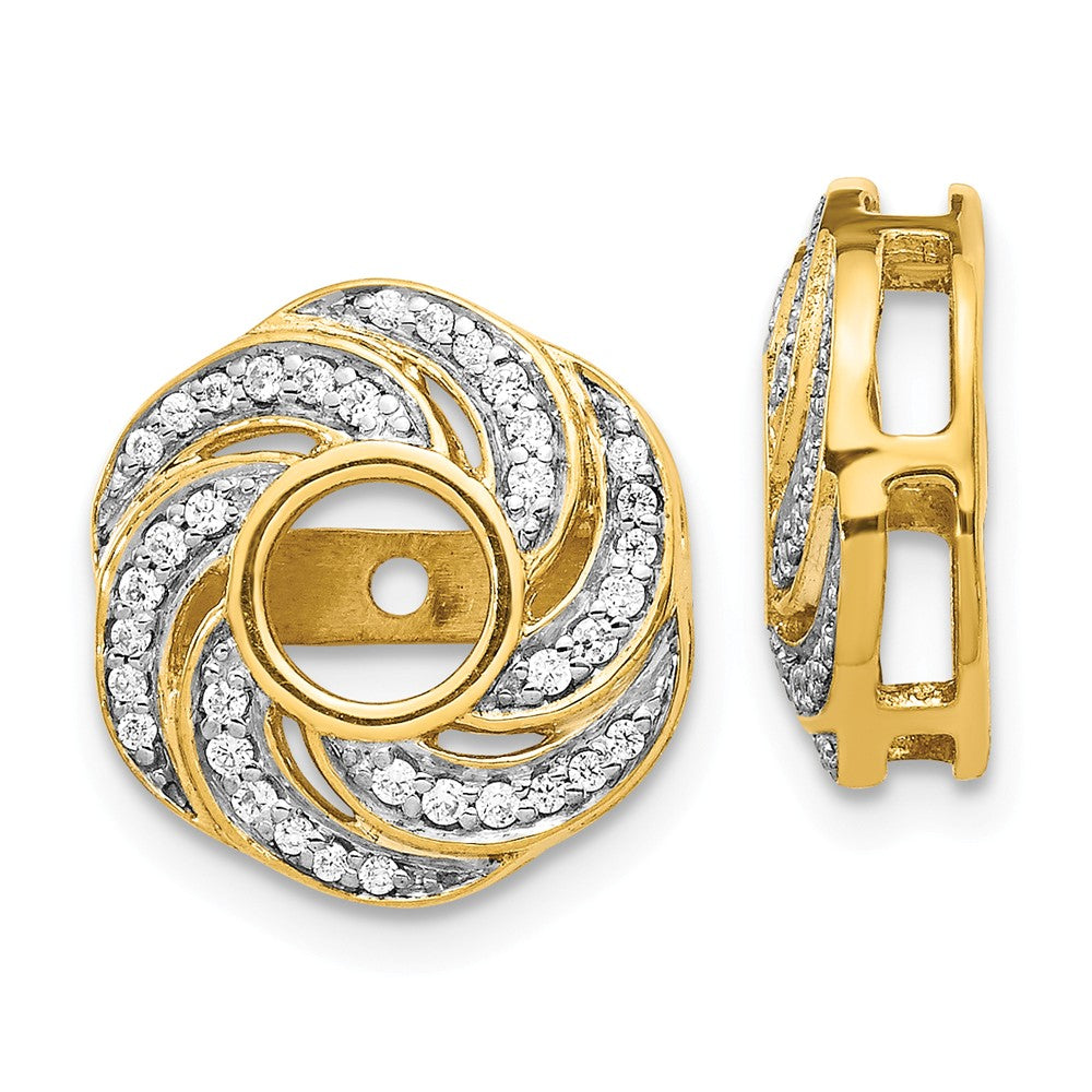 Million Charms 14k Yellow Gold Yellow Gold Diamond Jacket Earring, 14mm x 14mm