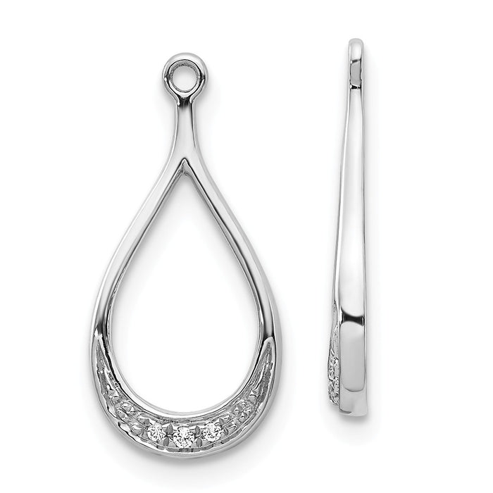 Million Charms 14K White Gold Diamond Earring Jackets, 18mm x 9mm