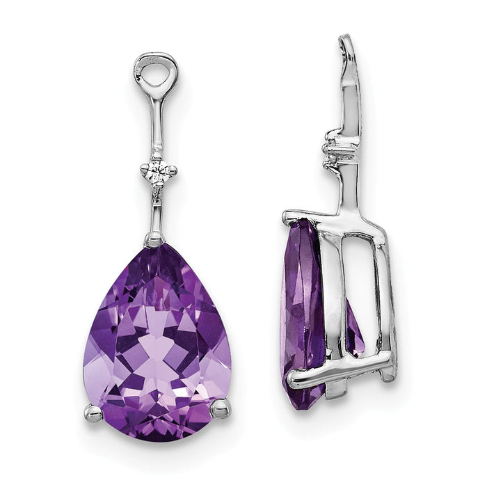 Million Charms 14K White Gold Diamond & Amethyst Earring Jackets, 11mm x 7mm