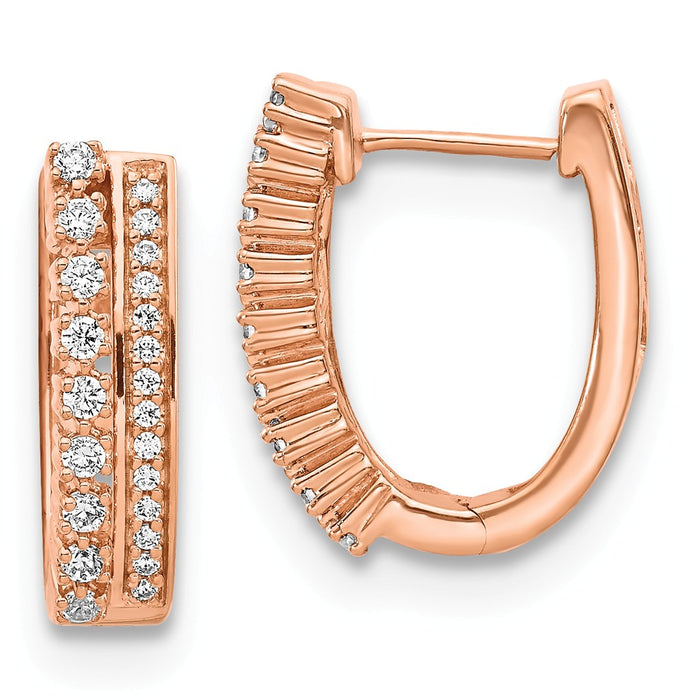 Million Charms 14k Rose Gold Diamond Fancy Hoop Earrings, 18mm x 15mm