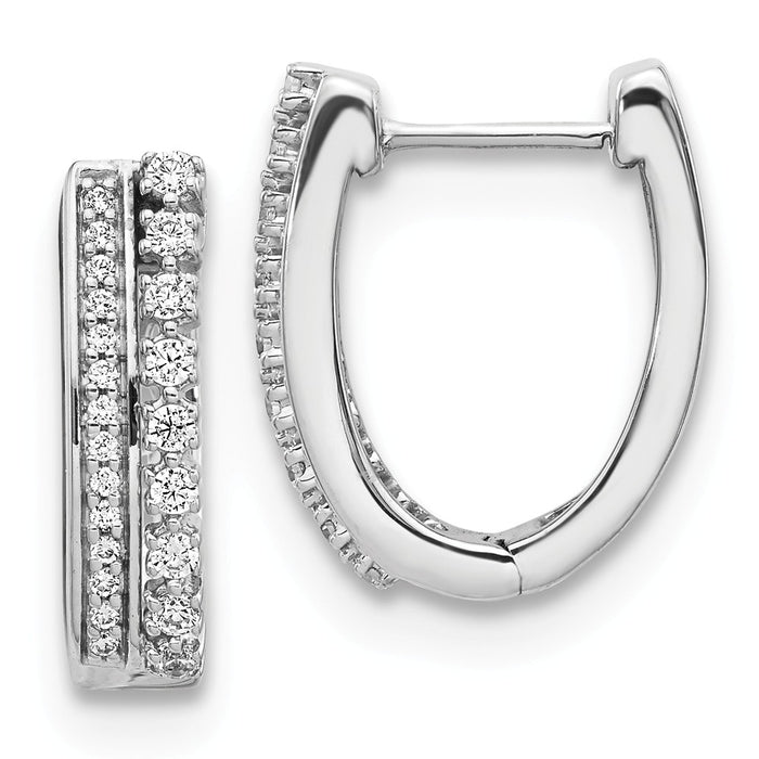 Million Charms 14k White Gold Diamond Fancy Hoop Earrings, 18mm x 15mm