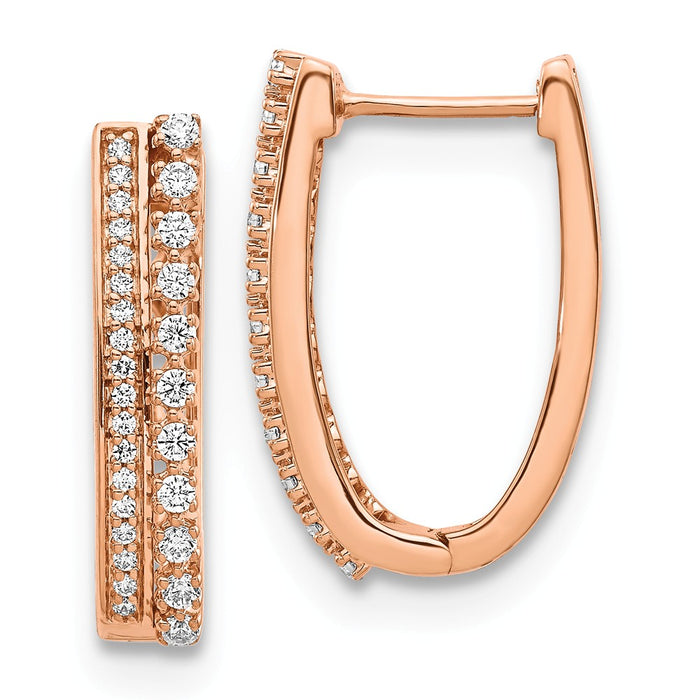 Million Charms 14k Rose Gold Diamond Fancy Hoop Earrings, 23mm x 15mm