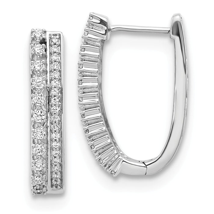 Million Charms 14k White Gold Diamond Fancy Hoop Earrings, 23mm x 15mm