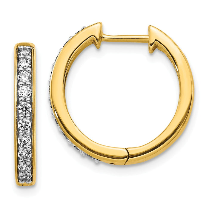 Million Charms 14k Yellow Gold Yellow Gold Diamond Hoop Earrings, 16mm x 17mm