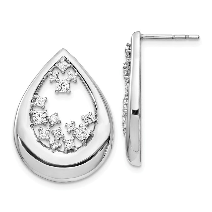 Million Charms 14k White Gold Diamond Post Earrings,