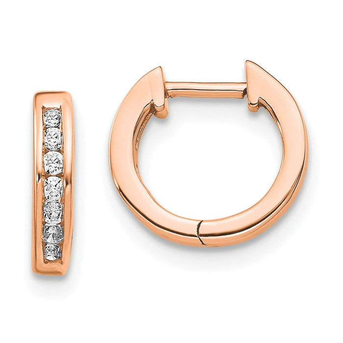 Million Charms 14k Rose Gold Polished Diamond Post Hoop Earrings, 11mm x 11mm