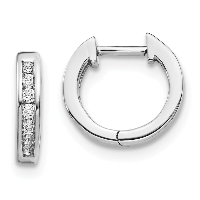 Million Charms 14K White Gold Diamond Hinged Hoop Earrings, 11mm x 11mm