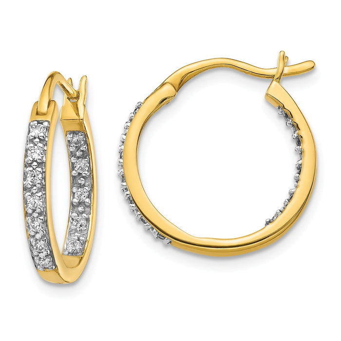 Million Charms 14k Yellow Gold Diamond In/Out Hoop Earrings, 15mm x 15mm