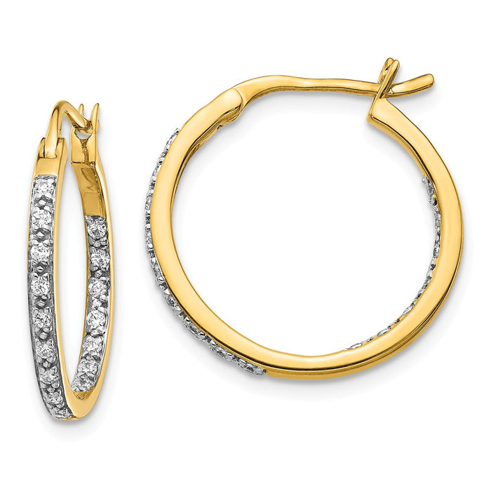 Million Charms 14k Yellow Gold Diamond In/Out Hoop Earrings, 18mm x 18mm