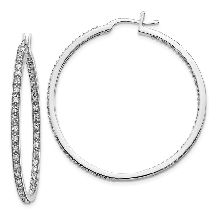 Million Charms 14k White Gold Diamond In/Out Hoop Earrings, 39mm x 39mm