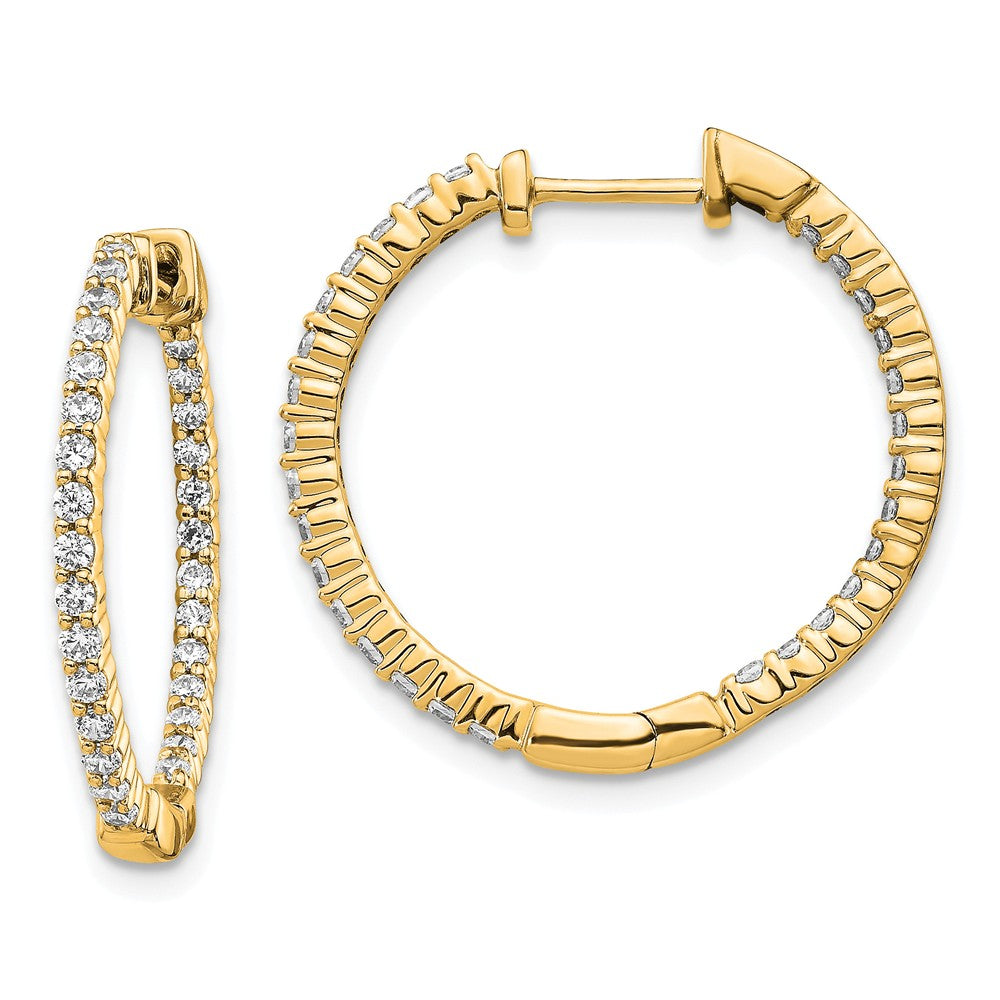 Million Charms 14k Yellow Gold Gold Polished Diamond In and Out Hinged Hoop Earrings, 23mm x 23mm