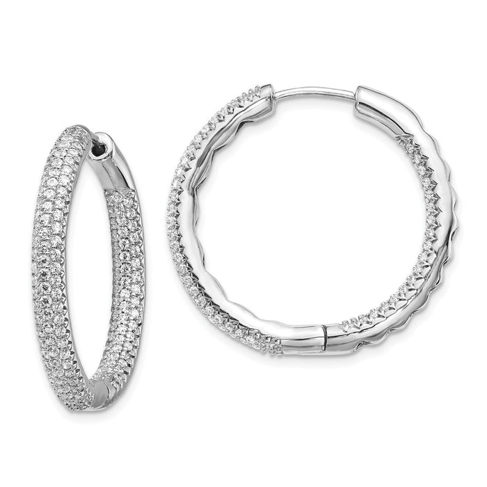 Million Charms 14K White Gold 1 1/2Ctw Circle Hoop Diamond Earrings, 27mm x 27mm