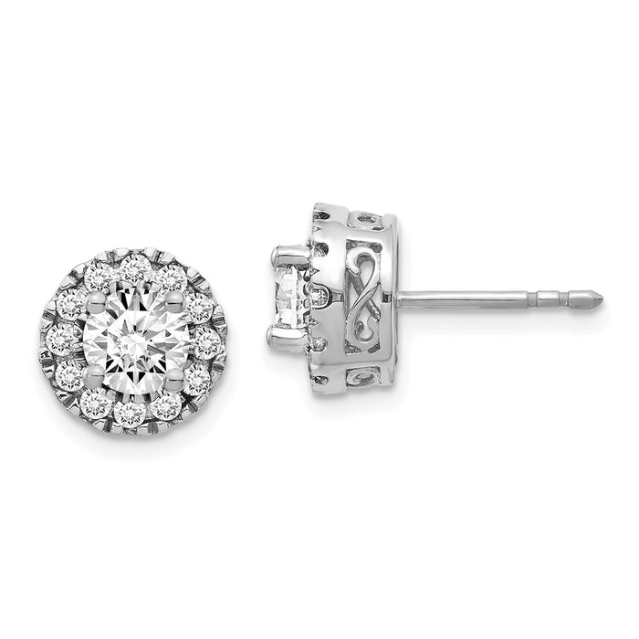 Million Charms 14K White Gold Stud Plus Diamond Earring Semi-mount, 10mm x 10mm