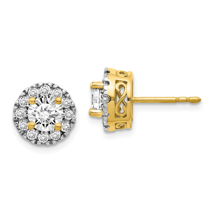 Million Charms 14k Yellow Gold Stud Plus Diamond Earring Semi-mount, 10mm x 10mm