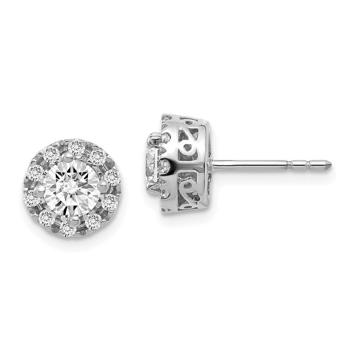 Million Charms 14K White Gold Stud Plus Diamond Earring Semi-mount, 8mm x 8mm