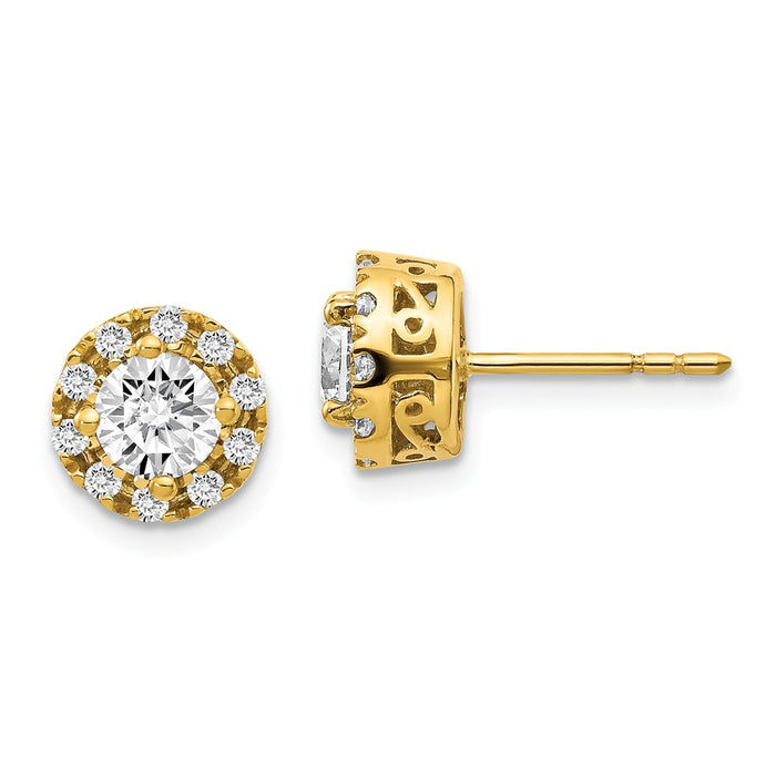 Million Charms 14k Yellow Gold Stud Plus Diamond Earring Semi-mount, 8mm x 8mm