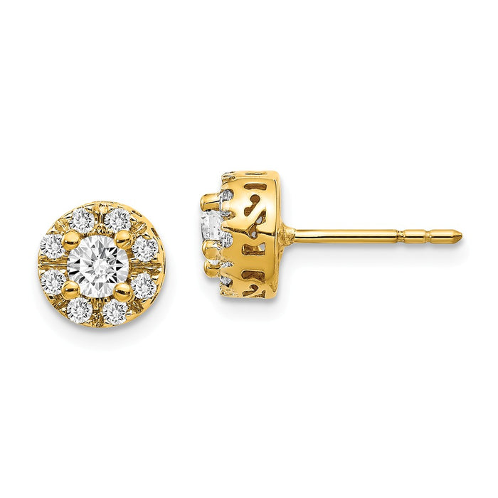 Million Charms 14k Yellow Gold Stud Plus Diamond Earring Semi-mount, 8mm x 8mm