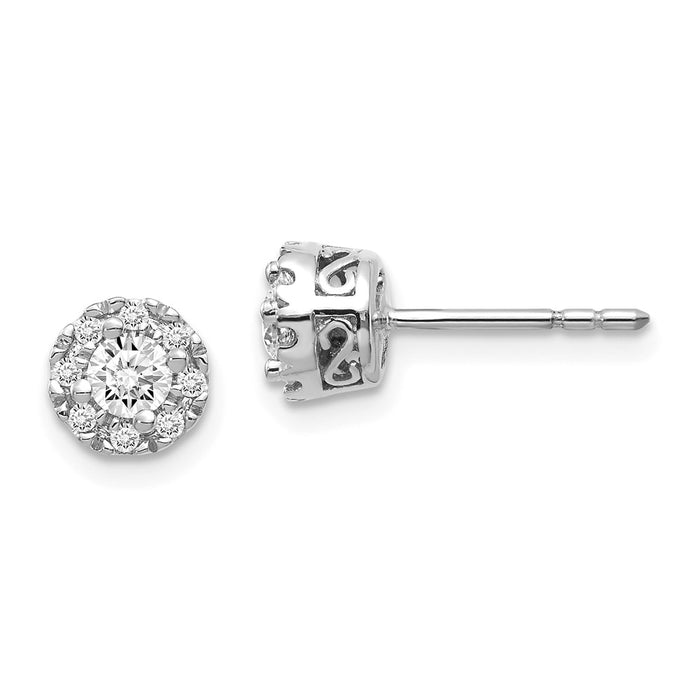 Million Charms 14K White Gold Diamond Semi-mount Earring Studs, 6mm x 6mm