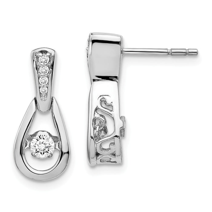 Million Charms 14k White Gold Vibrant Diamond Earrings, 17mm x 7mm