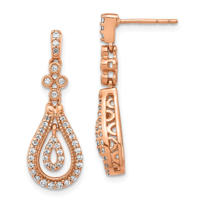 Million Charms 14K Rose Gold Polished Diamond Post Earrings, 26mm x 9mm