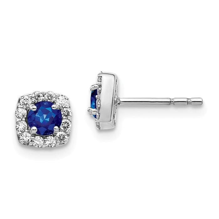 Million Charms 14k White Gold Diamond & Sapphire Earrings, 6.2mm x 6.2mm