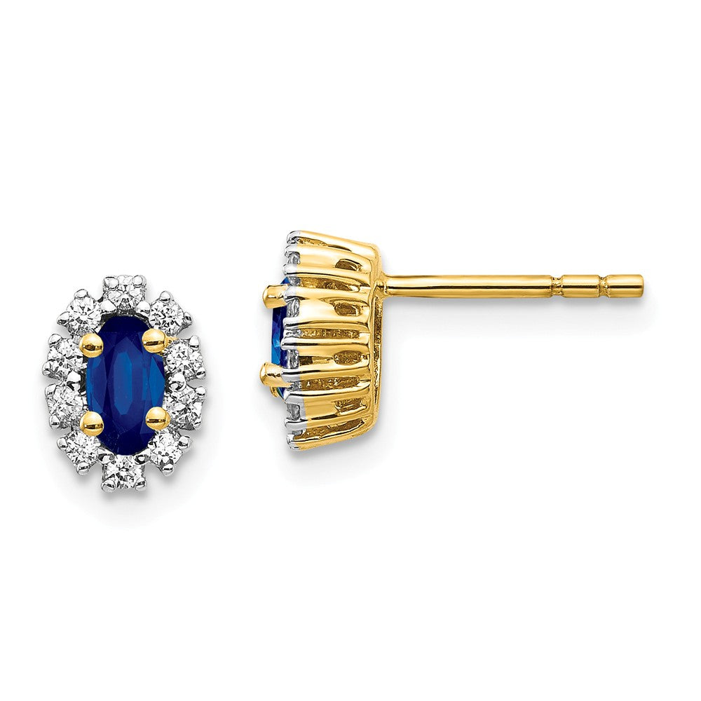 Million Charms 14k Yellow Gold Yellow Gold Diamond & Sapphire Earrings, 7mm x 6mm
