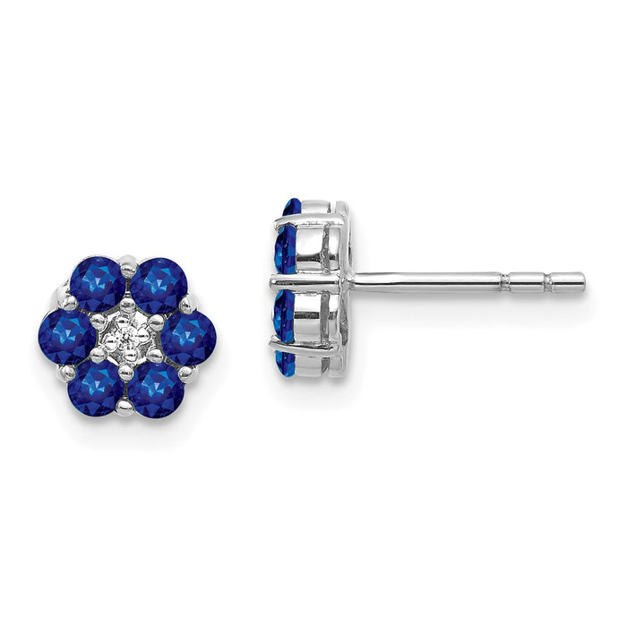 Million Charms 14K White Gold Polished Sapphire & Diamond Post Earrings, 6mm x 6mm