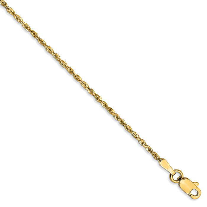 Million Charms 14k Yellow Gold 1.5mm Diamond-Cut Extra-Light Rope Chain, Chain Length: 10 inches