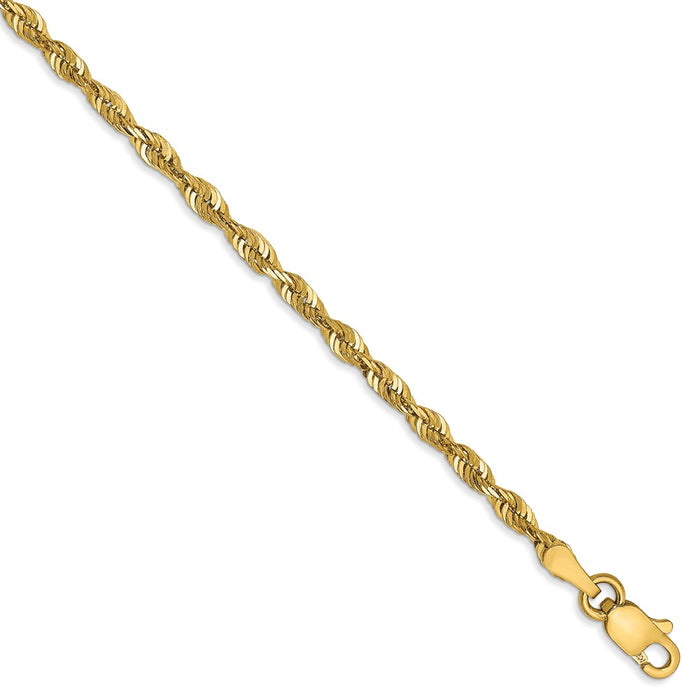 Million Charms 14k Yellow Gold 2.5mm Diamond-Cut Extra-Light Rope Chain, Chain Length: 9 inches