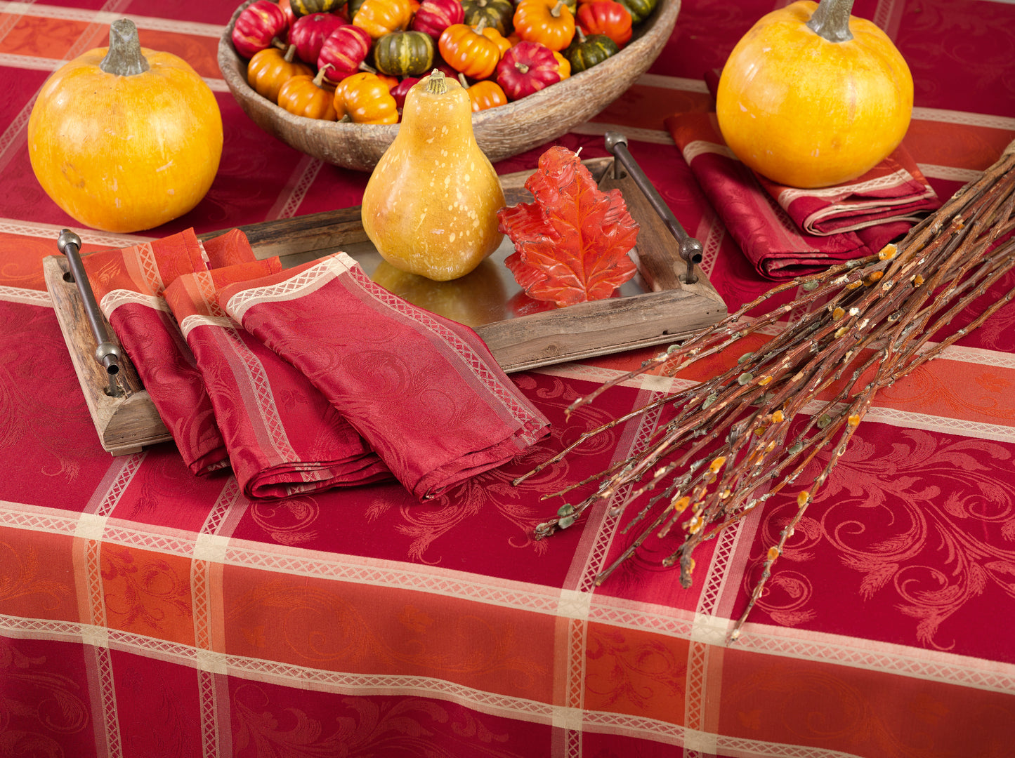 Occasion Gallery Thanksgiving Transitional Christmas Holiday Red Plaid Tablecloth, 70 x 120 inch