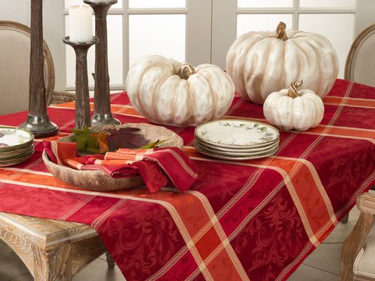 Occasion Gallery Thanksgiving Transitional Christmas Holiday Red Plaid Tablecloth, 70 x 120 inch