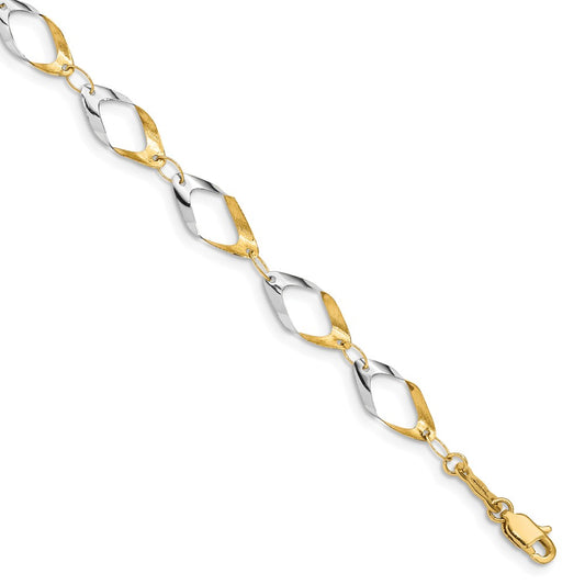 Million Charms 14K Gold With Rhodium Oval Link Chain Bracelet, Chain Length: 7 inches