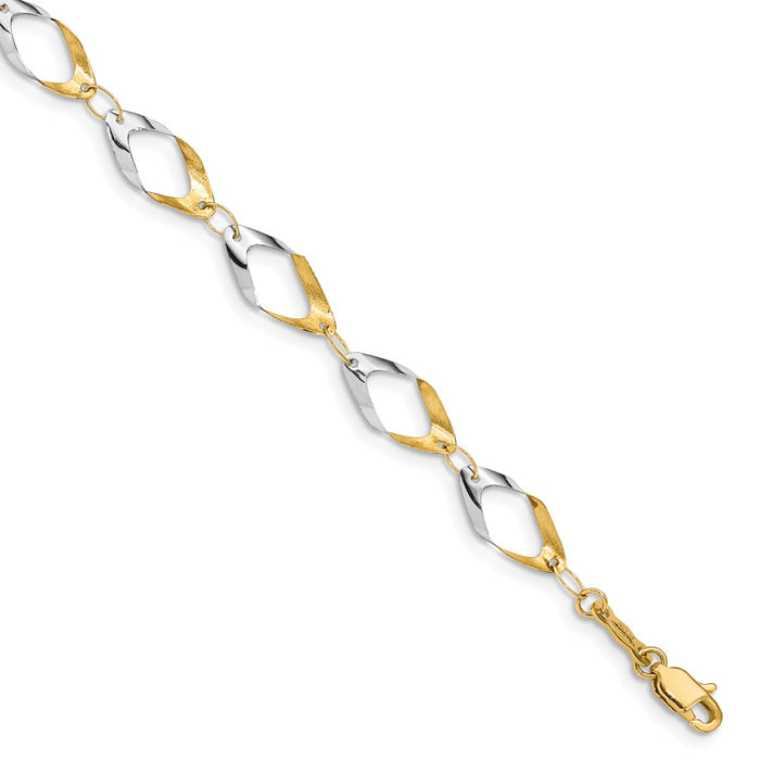 Million Charms 14K Gold With Rhodium Oval Link Chain Bracelet, Chain Length: 7 inches